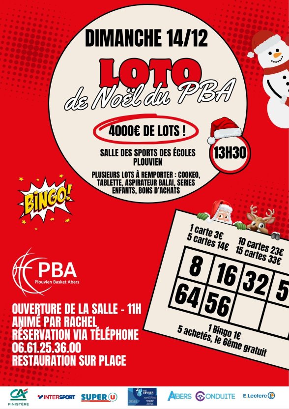 🎄 Le PBA organise son grand Loto de Noël